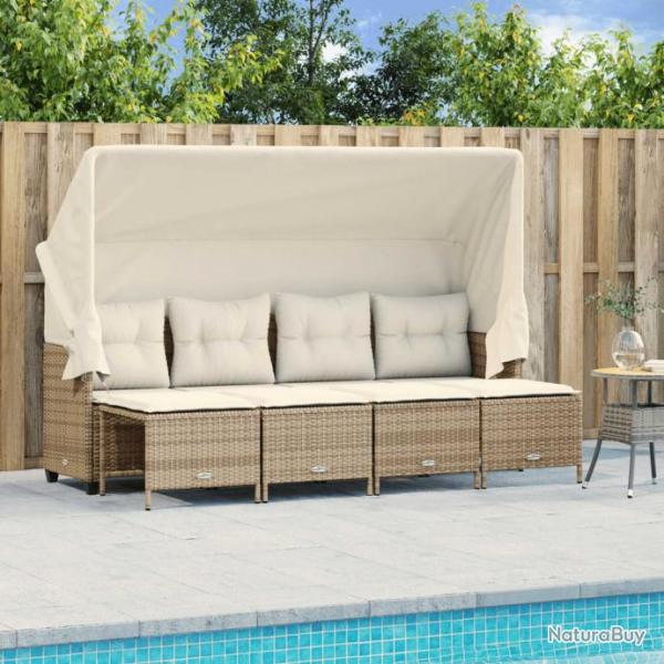 Salon de jardin avec coussins 5 pcs beige rsine tresse