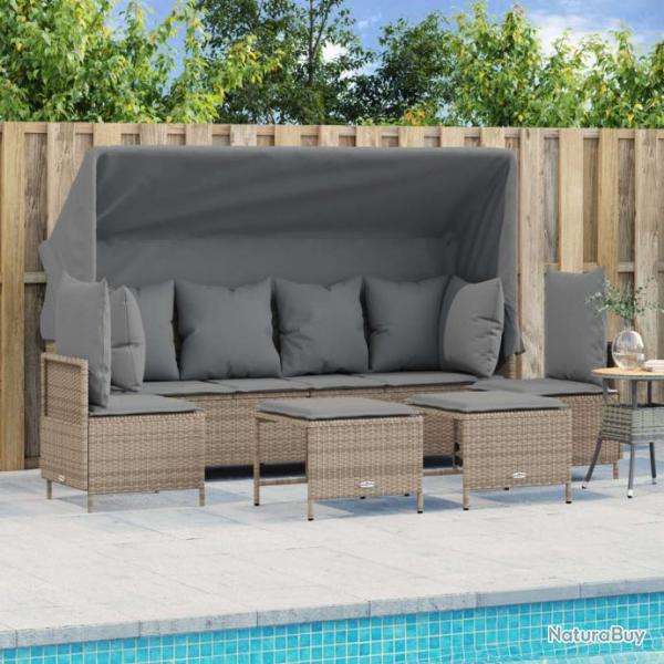 Salon de jardin avec coussins 5 pcs beige rsine tresse