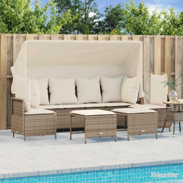 Salon de jardin avec coussins 5 pcs beige rsine tresse