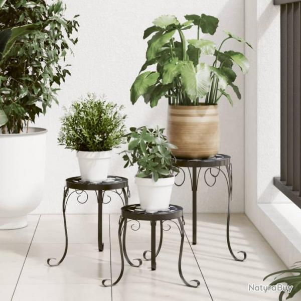 Supports pour plantes 3 pcs noir et blanc cramique