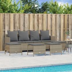 Salon de jardin avec coussins 5 pcs beige résine tressée