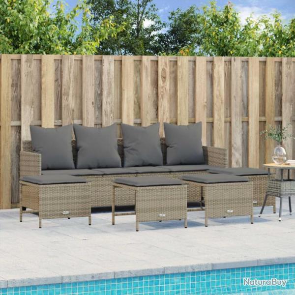 Salon de jardin avec coussins 5 pcs beige rsine tresse