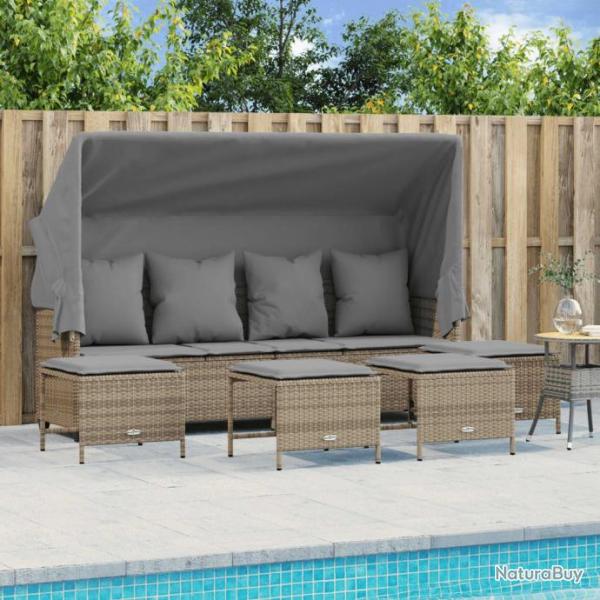 Salon de jardin avec coussins 5 pcs beige rsine tresse