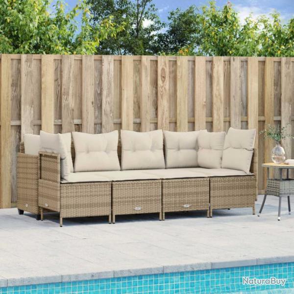 Salon de jardin avec coussins 5 pcs beige rsine tresse