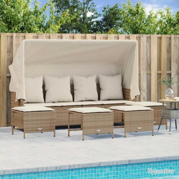 Salon de jardin avec coussins 5 pcs beige rsine tresse