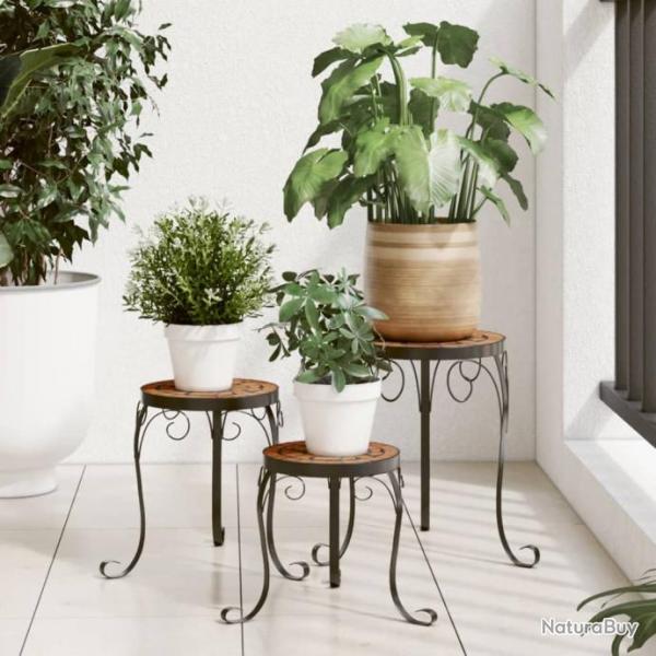 Supports de plantes 3 pcs terre cuite cramique