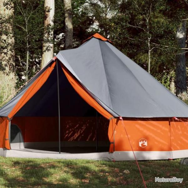 Tente familiale tipi 12 personnes gris et orange impermable