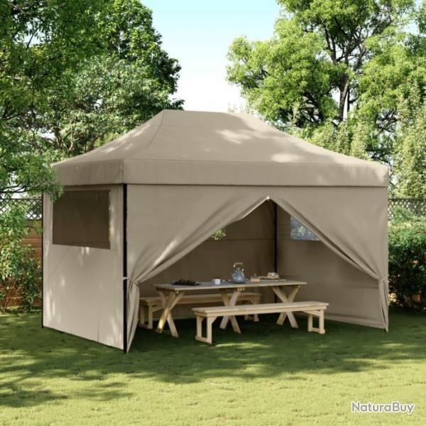 Tente de rception pliable escamotable 4 parois latrales taupe