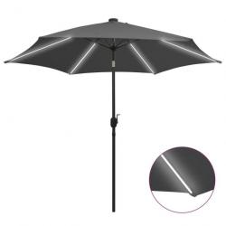 Parasol avec LED et mât en aluminium 300 cm Anthracite