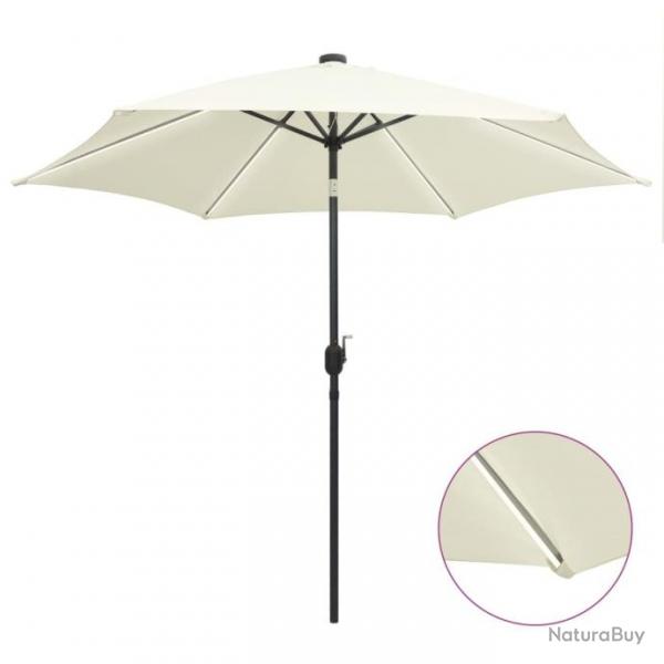 Parasol avec LED et mt en aluminium 300 cm Blanc sable