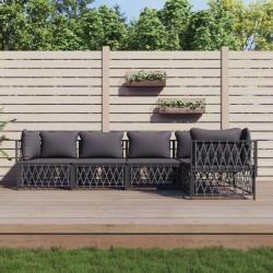 Salon de jardin avec coussins 5 pcs anthracite acier