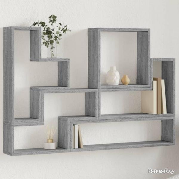 tagre murale sonoma gris 96x12x64 cm bois d'ingnierie