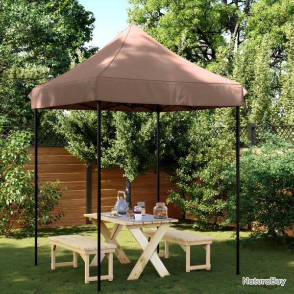 Tente de rception pliable escamotable marron 200x200x306 cm