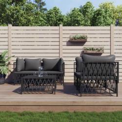 Salon de jardin avec coussins 5 pcs anthracite acier