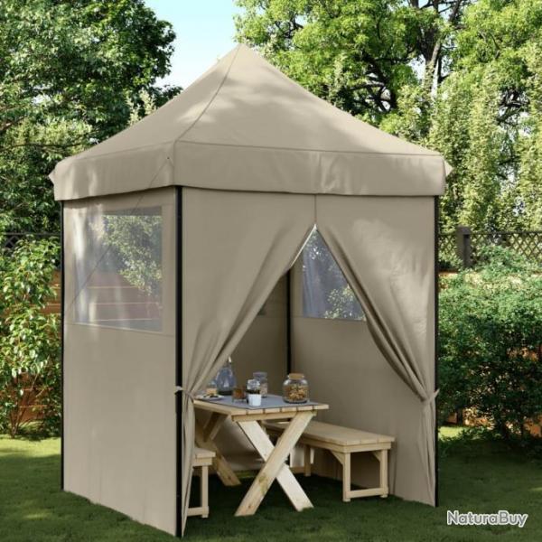 Tente de rception pliable escamotable 4 parois latrales taupe