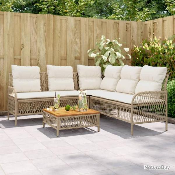 Salon de jardin avec coussins 2 pcs beige rsine tresse