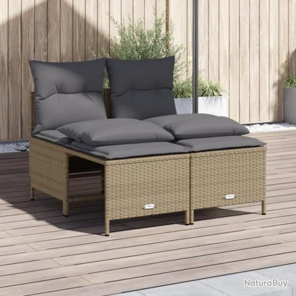 Salon de jardin avec coussins 4 pcs beige rsine tresse