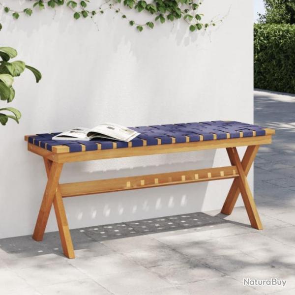 Banc de jardin bleu fonc bois massif d'acacia et tissu