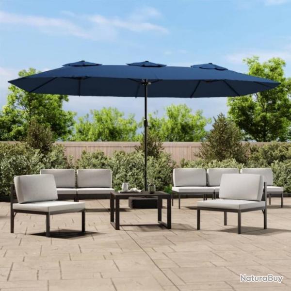 Parasol  double tte avec LED bleu azur 449x245 cm