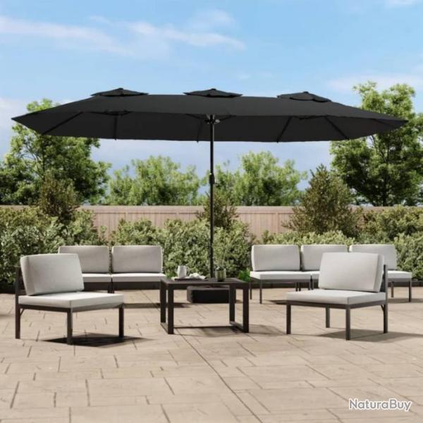 Parasol  double tte avec LED noir 449x245 cm