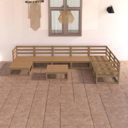 Salon de jardin 8 pcs marron miel bois de pin massif