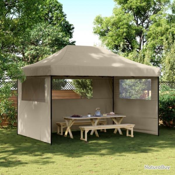 Tente de rception pliable escamotable 3 parois latrales taupe