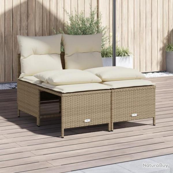 Salon de jardin avec coussins 4 pcs beige rsine tresse