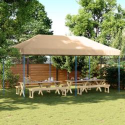 Tente de réception pliable escamotable beige 580x292x315 cm