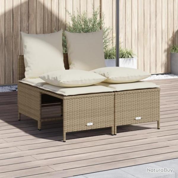 Salon de jardin avec coussins 4 pcs beige rsine tresse