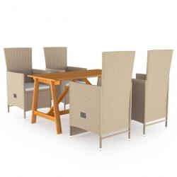 Ensemble de salle à manger de jardin 5 pcs Beige