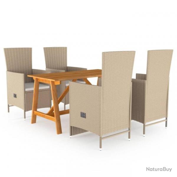 Ensemble de salle  manger de jardin 5 pcs Beige