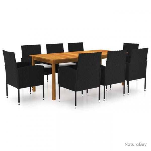 Ensemble de salle  manger de jardin 9 pcs Noir