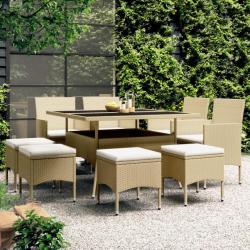 Ensemble de salle à manger de jardin 9 pcs Résine tressée Beige