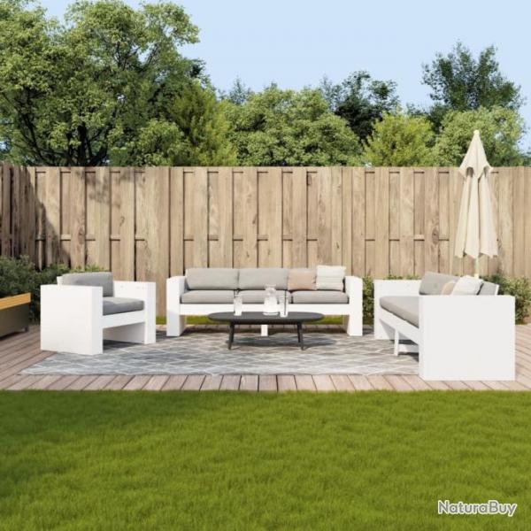 Salon de jardin 2 pcs blanc bois de pin massif