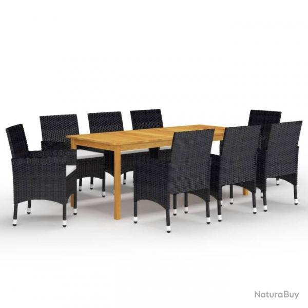 Ensemble de salle  manger de jardin 9 pcs Noir