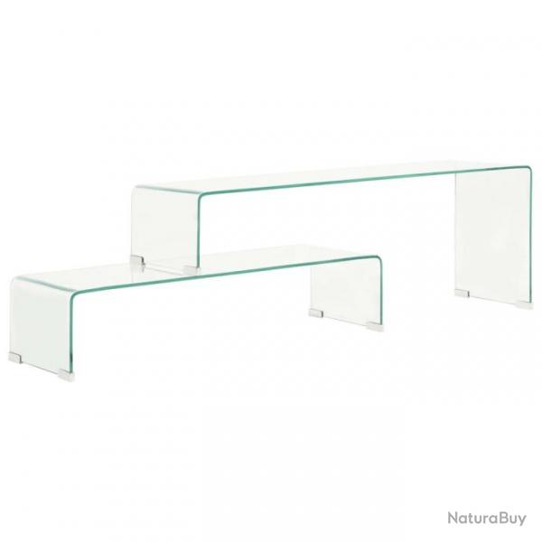 Ensemble de table basse 2 pcs 90x30x20/110x30x40cm Verre tremp