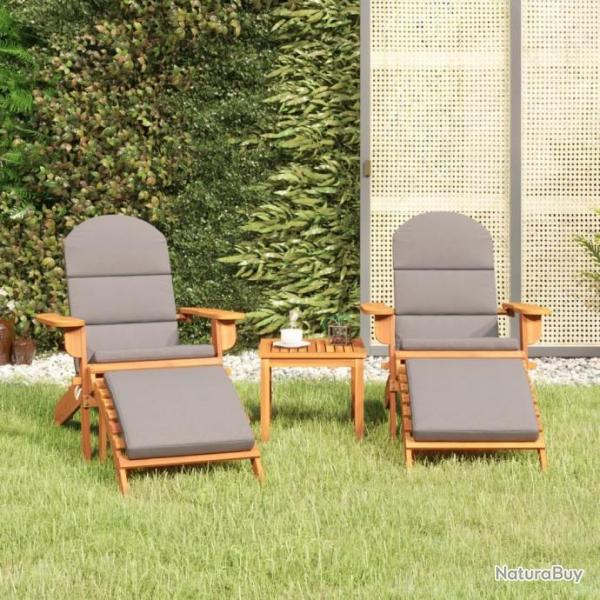 Ensemble de salon de jardin Adirondack 3 pcs bois acacia solide