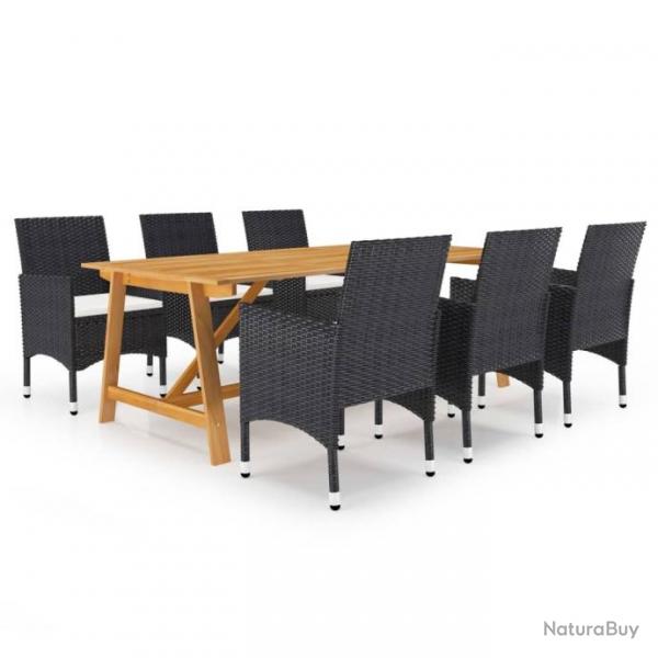 Ensemble de salle  manger de jardin 7 pcs Noir