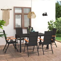 Ensemble de salle à manger de jardin 7 pcs Noir et marron