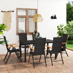 Ensemble de salle à manger de jardin 7 pcs Noir et marron