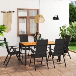 Ensemble de salle à manger de jardin 7 pcs Noir et marron