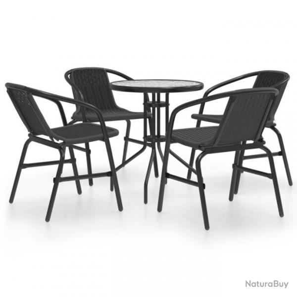 Ensemble de salle  manger de jardin 5 pcs Noir