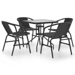 Ensemble de salle à manger de jardin 5 pcs Noir