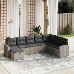 Salon de jardin 8 pcs avec coussins gris résine tressée