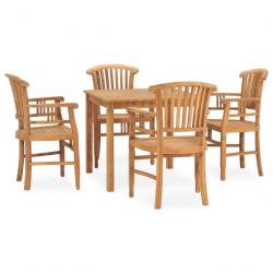 Ensemble de salle à manger de jardin 5 pcs Bois de teck solide