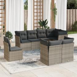 Salon de jardin 8 pcs avec coussins gris résine tressée