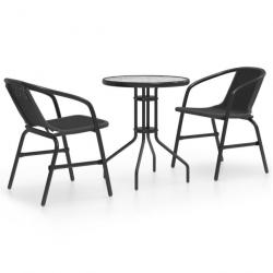 Ensemble de salle à manger de jardin 3 pcs Noir