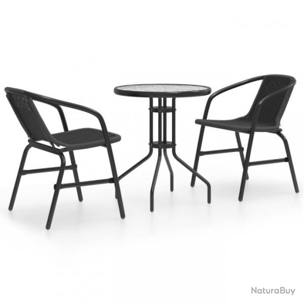 Ensemble de salle  manger de jardin 3 pcs Noir