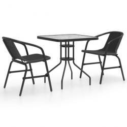 Ensemble de salle à manger de jardin 3 pcs Noir