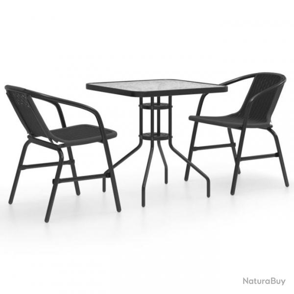 Ensemble de salle  manger de jardin 3 pcs Noir